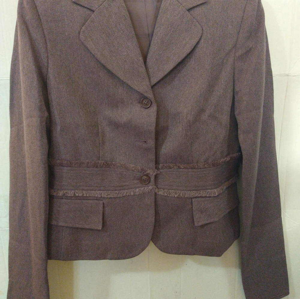 3 PC Eggplant Tweed Larry Levine Suit Skirt Pant Jacket Sz 4 - Picture 8 of 10